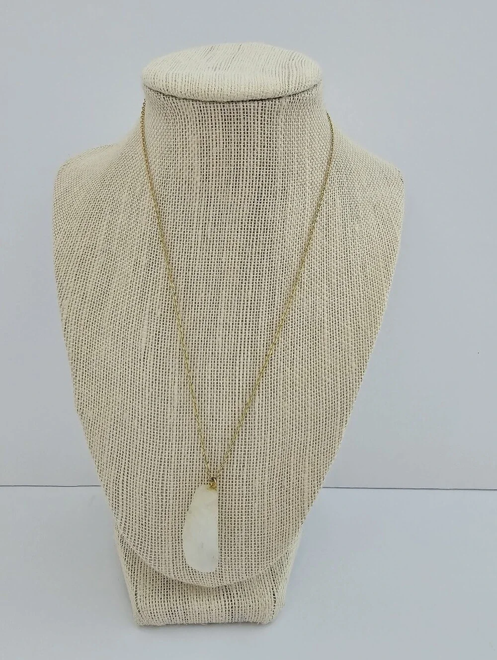 Raw White Moonstone Pendant Necklace – 30-35ct Rough Stone – Adjustable 18-20”